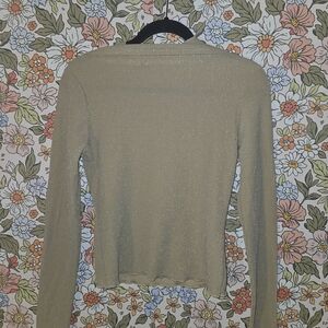 SO Beige Ribbed Long Sleeve Top